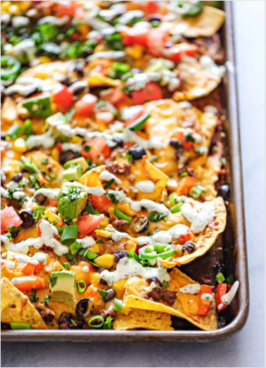 Loaded Sheet Pan Nachos.