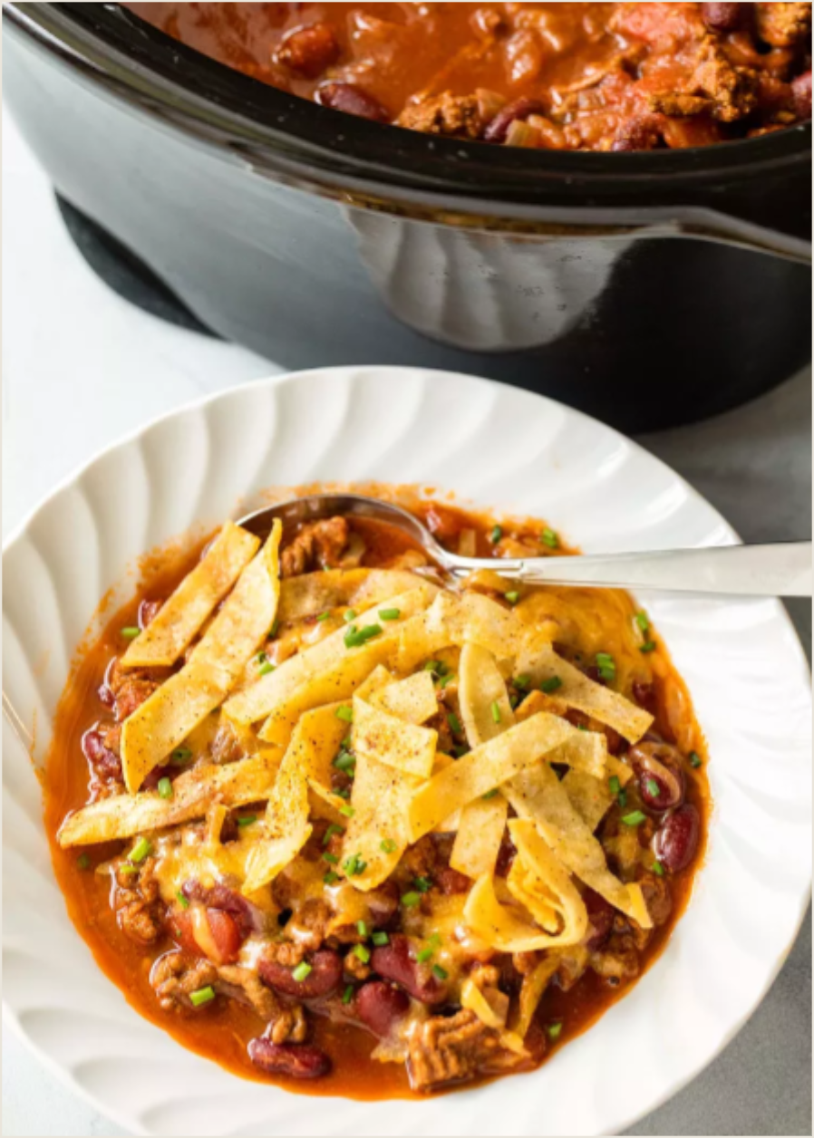 Slow Cooker Beef and Bean Chili.