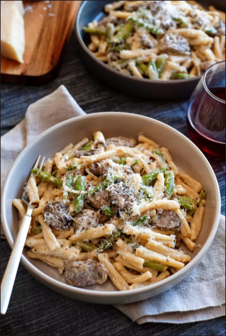 Sausage, Asparagus, and Mustard Strozzapreti.