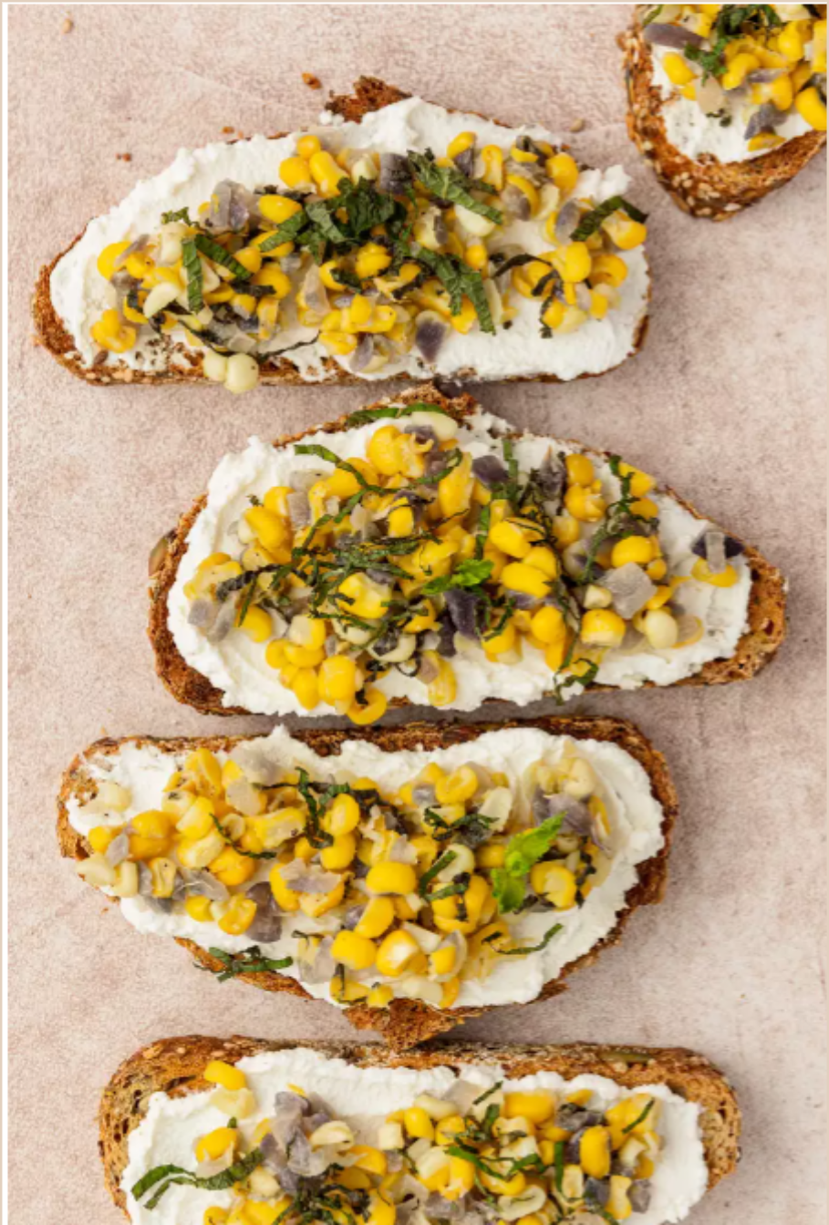 Corn and Ricotta Bruschetta.