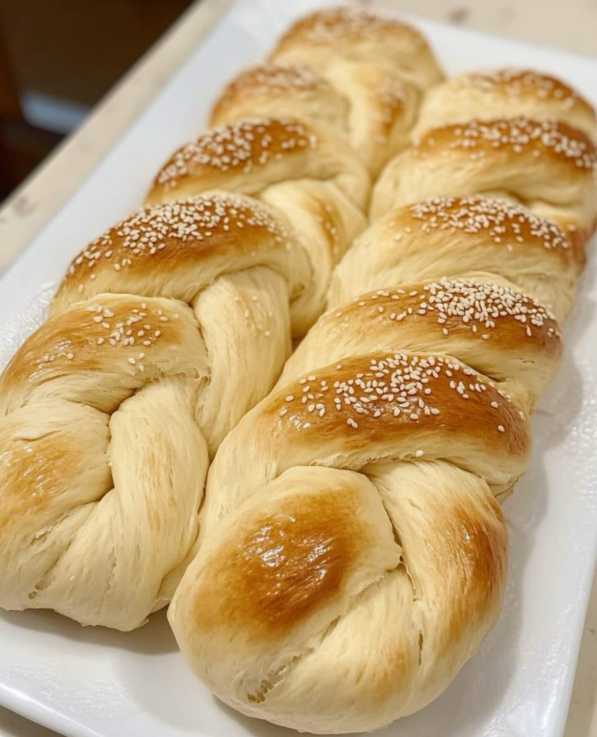 Sesame Soft Sourdough Braided Bread