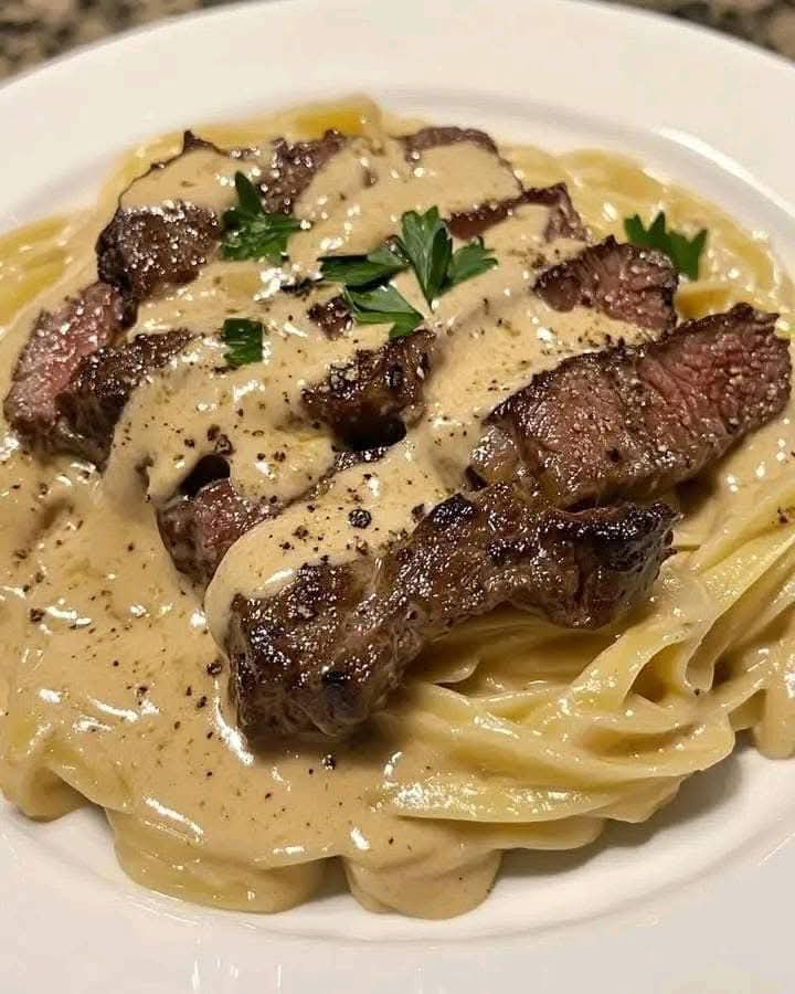 Creamy Cajun Steak Alfredo is a luxurious